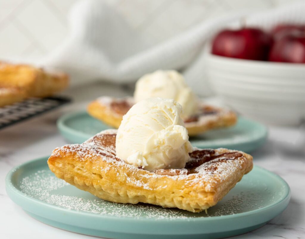 Upside Down Apple Tarts With Ice Cream